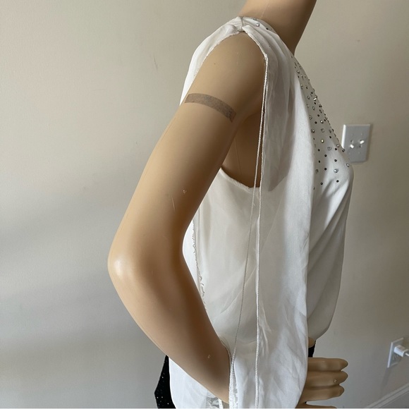 Black and White One Shoulder Ruffle Midi Pencil Dress - Picture 13 of 13